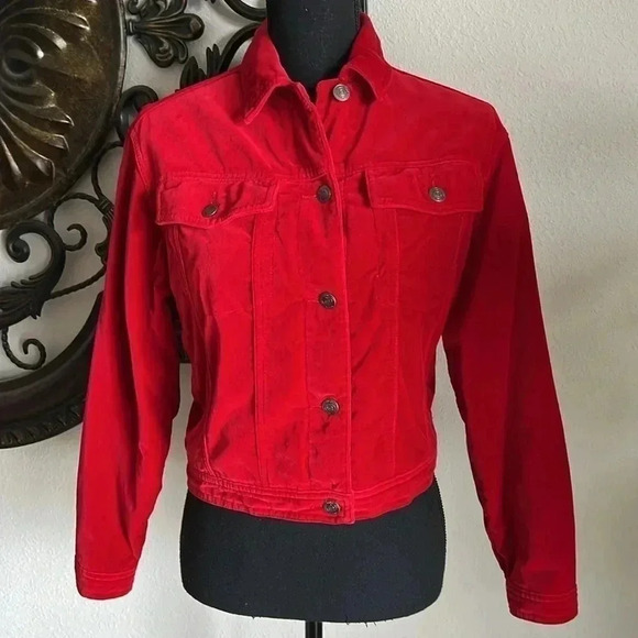 The Territory Ahead Women’s Valentine Red Velvet Jacket Coat NWOT Small - Picture 1 of 16